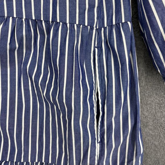 GAP Shirt Dress Womens Large Blue Striped Button Front Tiered Cotton Pockets - Picture 14 of 16
